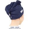 imageAmerican Soft Linen 100 Cotton Hair Towels for Women Head Towel Cap Cotton Hair Turban Towel Wrap for Long Curly Anti Frizz Hair Soft and Absorbent Cotton Hair Towels 2 Pack WhiteNavy Blue