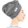 imageAmerican Soft Linen 100 Cotton Hair Towels for Women Head Towel Cap Cotton Hair Turban Towel Wrap for Long Curly Anti Frizz Hair Soft and Absorbent Cotton Hair Towels 2 Pack WhiteDark Gray