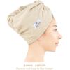 imageAmerican Soft Linen 100 Cotton Hair Towels for Women Head Towel Cap Cotton Hair Turban Towel Wrap for Long Curly Anti Frizz Hair Soft and Absorbent Cotton Hair Towels 2 Pack WhiteBeige
