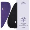 imageAmerican Soft Linen 100 Cotton Hair Towels for Women Head Towel Cap Cotton Hair Turban Towel Wrap for Long Curly Anti Frizz Hair Soft and Absorbent Cotton Hair Towels 2 Pack WhitePurple  Black