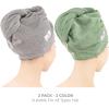 imageAmerican Soft Linen 100 Cotton Hair Towels for Women Head Towel Cap Cotton Hair Turban Towel Wrap for Long Curly Anti Frizz Hair Soft and Absorbent Cotton Hair Towels 2 Pack WhiteLight Grey  Sage