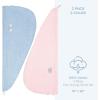 imageAmerican Soft Linen 100 Cotton Hair Towels for Women Head Towel Cap Cotton Hair Turban Towel Wrap for Long Curly Anti Frizz Hair Soft and Absorbent Cotton Hair Towels 2 Pack WhitePink  Sky Blue