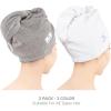 imageAmerican Soft Linen 100 Cotton Hair Towels for Women Head Towel Cap Cotton Hair Turban Towel Wrap for Long Curly Anti Frizz Hair Soft and Absorbent Cotton Hair Towels 2 Pack WhiteLight Grey  White