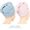 imageAmerican Soft Linen 100 Cotton Hair Towels for Women Head Towel Cap Cotton Hair Turban Towel Wrap for Long Curly Anti Frizz Hair Soft and Absorbent Cotton Hair Towels 2 Pack WhitePink  Sky Blue