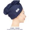 imageAmerican Soft Linen 100 Cotton Hair Towels for Women Head Towel Cap Cotton Hair Turban Towel Wrap for Long Curly Anti Frizz Hair Soft and Absorbent Cotton Hair Towels 2 Pack WhiteNavy Blue