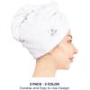 imageAmerican Soft Linen 100 Cotton Hair Towels for Women Head Towel Cap Cotton Hair Turban Towel Wrap for Long Curly Anti Frizz Hair Soft and Absorbent Cotton Hair Towels 2 Pack WhiteLight Grey  White