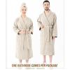 imageAmerican Soft Linen 100 Cotton Robes for Women and Men Soft Lightweight Quick Dry Unisex Couple Turkish BathrobesBeige
