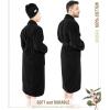 imageAmerican Soft Linen 100 Cotton Robes for Women and Men Soft Lightweight Quick Dry Unisex Couple Turkish BathrobesBlack