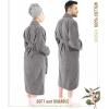 imageAmerican Soft Linen 100 Cotton Robes for Women and Men Soft Lightweight Quick Dry Unisex Couple Turkish BathrobesDark Gray