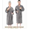 imageAmerican Soft Linen 100 Cotton Robes for Women and Men Soft Lightweight Quick Dry Unisex Couple Turkish BathrobesDark Gray