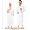 imageAmerican Soft Linen 100 Cotton Robes for Women and Men Soft Lightweight Quick Dry Unisex Couple Turkish BathrobesWhite