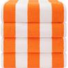 imageAmerican Soft Linen Cabana Striped Beach Towels 30x60 inch 4 Piece Oversize Pool Towels Quick Drying Sand Free Swim Towels BeigeOrange
