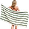 imageAmerican Soft Linen Cabana Striped Beach Towels 30x60 inch 4 Piece Oversize Pool Towels Quick Drying Sand Free Swim Towels BeigeSage Green