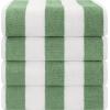 imageAmerican Soft Linen Cabana Striped Beach Towels 30x60 inch 4 Piece Oversize Pool Towels Quick Drying Sand Free Swim Towels BeigeSage Green
