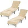 imageAmerican Soft Linen Chaise Lounge Covers with Pocket 86quotx32quot Oversized Beach Pool Lounge Chair Towel GrayBeige Chair Towel