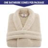 imageAmerican Soft Linen Warm Fleece Robe Mens and Womens Robe Fuzzy 1 Piece Unisex Plush Adult Bathrobe for BathroomBeige