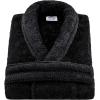 imageAmerican Soft Linen Warm Fleece Robe Mens and Womens Robe Fuzzy 1 Piece Unisex Plush Adult Bathrobe for BathroomBlack
