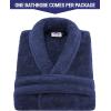 imageAmerican Soft Linen Warm Fleece Robe Mens and Womens Robe Fuzzy 1 Piece Unisex Plush Adult Bathrobe for BathroomNavy Blue