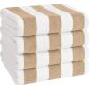 imageAmerican Soft Linen Cabana Striped Beach Towels 30x60 inch 4 Piece Oversize Pool Towels Quick Drying Sand Free Swim Towels BeigeBeige
