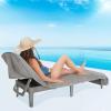 imageAmerican Soft Linen Chaise Lounge Covers with Pocket 86quotx32quot Oversized Beach Pool Lounge Chair Towel GrayGray Chair Towel