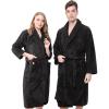 imageAmerican Soft Linen Warm Fleece Robe Mens and Womens Robe Fuzzy 1 Piece Unisex Plush Adult Bathrobe for BathroomBlack