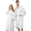 imageAmerican Soft Linen Warm Fleece Robe Mens and Womens Robe Fuzzy 1 Piece Unisex Plush Adult Bathrobe for BathroomWhite