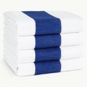 imageAmerican Soft Linen Dish Towels 100 Cotton Dish Cloths for Kitchen 4 Packed Soft Absorbent Quick Dry Kitchen Towels BeigeNavy Blue