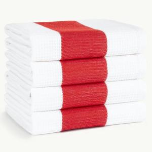 imageAmerican Soft Linen Dish Towels 100 Cotton Dish Cloths for Kitchen 4 Packed Soft Absorbent Quick Dry Kitchen Towels BeigeRed