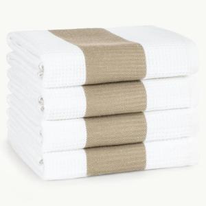 imageAmerican Soft Linen Dish Towels 100 Cotton Dish Cloths for Kitchen 4 Packed Soft Absorbent Quick Dry Kitchen Towels Navy BlueBeige