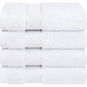imageAmerican Soft Linen Salem Washcloth Sets 4 Piece Luxury 600 GSM 100 Cotton Washcloths for Bathroom 13x13 inches Washrags Premium Quality Hand Face Towels PurpleSnow White