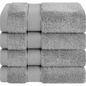 imageAmerican Soft Linen Salem Washcloth Sets 4 Piece Luxury 600 GSM 100 Cotton Washcloths for Bathroom 13x13 inches Washrags Premium Quality Hand Face Towels PurpleCool Grey