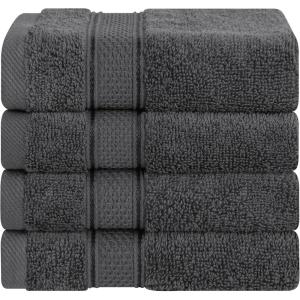 imageAmerican Soft Linen Salem Washcloth Sets 4 Piece Luxury 600 GSM 100 Cotton Washcloths for Bathroom 13x13 inches Washrags Premium Quality Hand Face Towels PurpleDark Gray