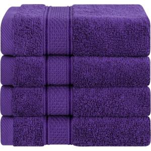 imageAmerican Soft Linen Salem Washcloth Sets 4 Piece Luxury 600 GSM 100 Cotton Washcloths for Bathroom 13x13 inches Washrags Premium Quality Hand Face Towels PurpleRich Purple