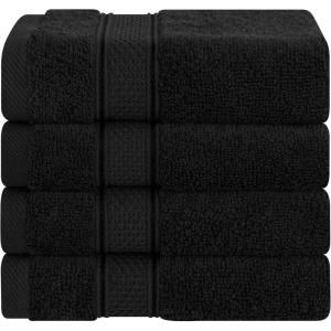 imageAmerican Soft Linen Salem Washcloth Sets 4 Piece Luxury 600 GSM 100 Cotton Washcloths for Bathroom 13x13 inches Washrags Premium Quality Hand Face Towels PurpleBlack