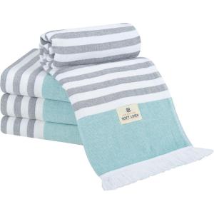 imageAmerican Soft Linen Turkish Peshtemal Beach Towels 40quot x 70quot Size 4 Pack Swim Towels for Beach and Pool Towels Orange Pink StripeBaby Blue