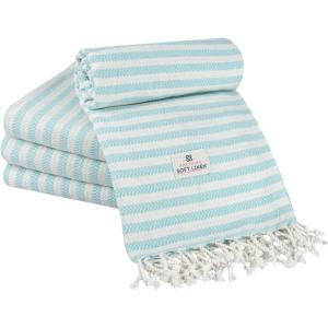imageAmerican Soft Linen Turkish Peshtemal Beach Towels 40quot x 70quot Size 4 Pack Swim Towels for Beach and Pool Towels Orange Pink StripeTurquoise