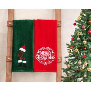 imageAmerican Soft Linen Christmas Bath Towels Bathroom Set 2 Packed Embroidered Decorative 100 Turkish Cotton Hand Bath Towels Dish Towels for Decor Xmas JoyBelieveMerry Christmas