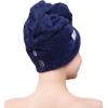 imageAmerican Soft Linen Hair Towels for Women Head Towel Cap Hair Turban Towel Wrap for Long Curly Anti Frizz Hair 1 Pack Navy Blue Hair Towel