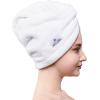 imageAmerican Soft Linen Hair Towels for Women Head Towel Cap Hair Turban Towel Wrap for Long Curly Anti Frizz Hair 2 Pack White