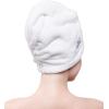 imageAmerican Soft Linen Hair Towels for Women Head Towel Cap Hair Turban Towel Wrap for Long Curly Anti Frizz Hair 2 Pack White