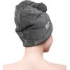 imageAmerican Soft Linen Non Microfiber Hair Towels for Women Head Towel Cap Hair Turban Towel Wrap for Long Curly Anti Frizz Hair 2 Pack Grey
