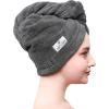 imageAmerican Soft Linen Non Microfiber Hair Towels for Women Head Towel Cap Hair Turban Towel Wrap for Long Curly Anti Frizz Hair 2 Pack Grey