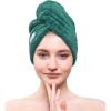imageAmerican Soft Linen Hair Towels for Women Head Towel Cap Hair Turban Towel Wrap for Long Curly Anti Frizz Hair 2 Pack Colonial Blue