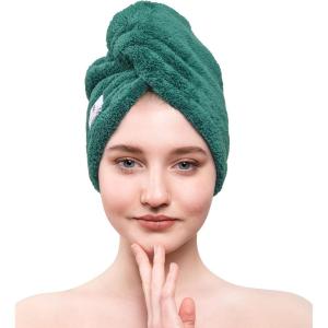 imageAmerican Soft Linen Hair Towels for Women Head Towel Cap Hair Turban Towel Wrap for Long Curly Anti Frizz Hair 1 Pack Blue Hair Towel