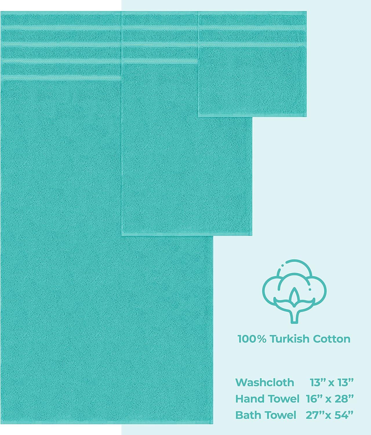 imageAmerican Soft Linen 4 Piece Bath Hand ampamp Washcloth Set Bundle 12 Count Turquoise Cotton Towels