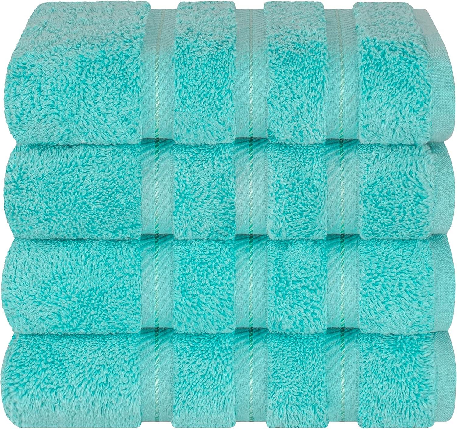 imageAmerican Soft Linen 4 Piece Bath Hand ampamp Washcloth Set Bundle 12 Count Turquoise Cotton Towels