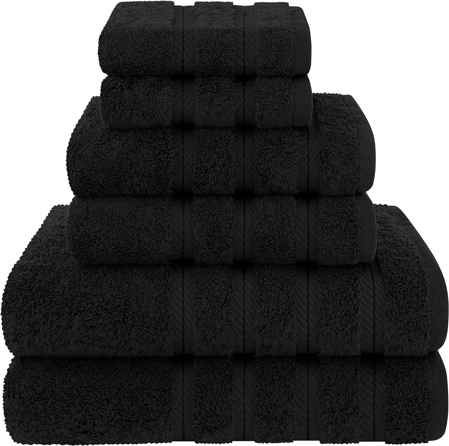 imageAmerican Soft Linen 6 Piece Towel Set and 21X32 Fluffy Foamed Bath Rug Bundle