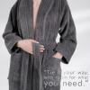 imageAmerican Soft Linen Womens 100 Cotton Terry Bathrobe  Soft Absorbent Quick Dry Turkish Robes for Women Quality HousecoatDark Gray