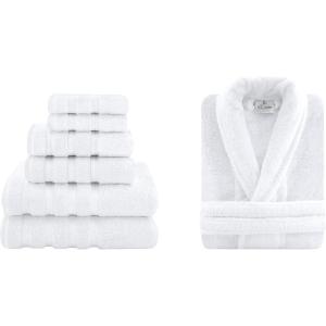 imageAmerican Soft Linen LargeX Large Unisex Robe and 6Piece Towel Set Bundle