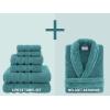 imageAmerican Soft Linen SmallMedium Unisex Robe and 6Piece Towel Set Bundle
